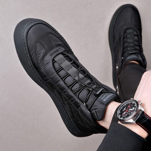 羽绒布棉鞋 潮鞋 加绒保暖高帮板鞋 子2024冬季 防水厚底男靴子 男鞋