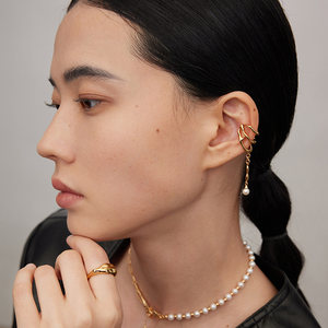 ZOO JEWEL为爱筑巢系列 金属珍珠耳环S925银小众设计款耳饰耳钉