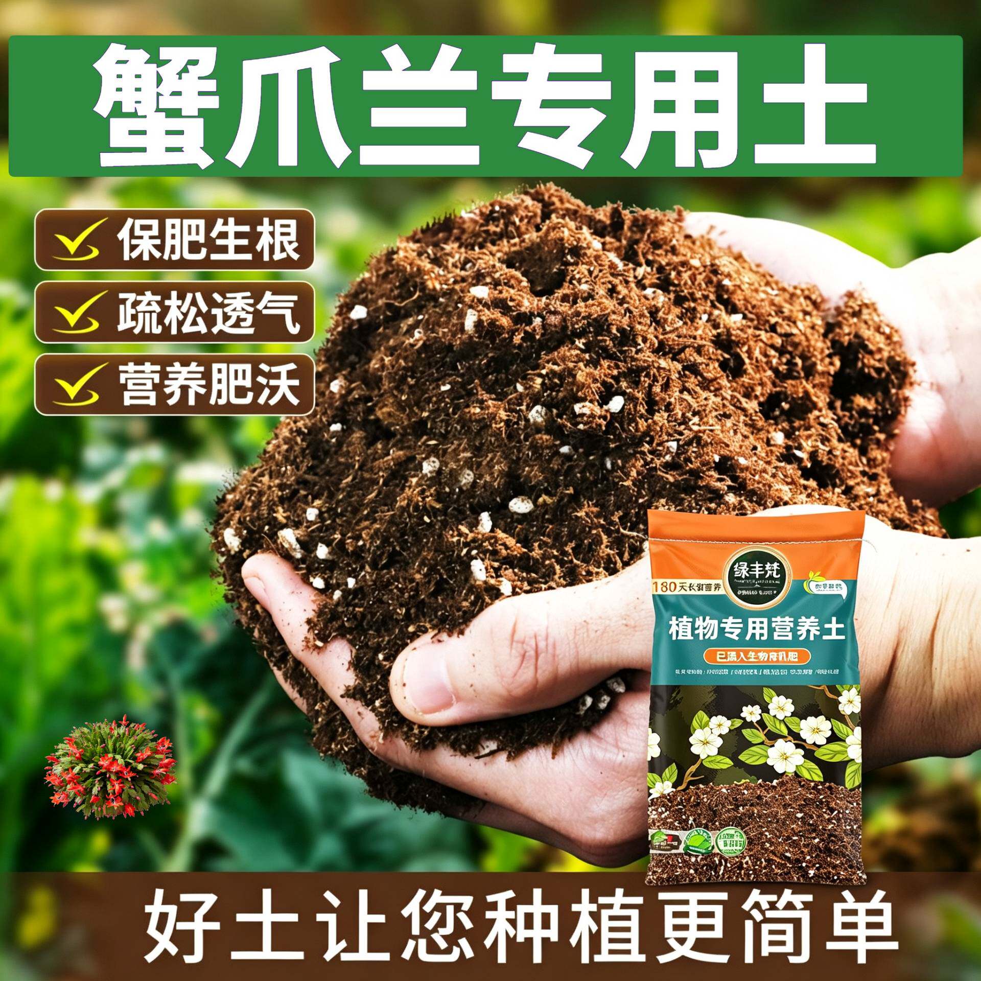 蟹爪兰专用轻质土不易板结屋顶营养土进口维持疏松实惠装木本花园