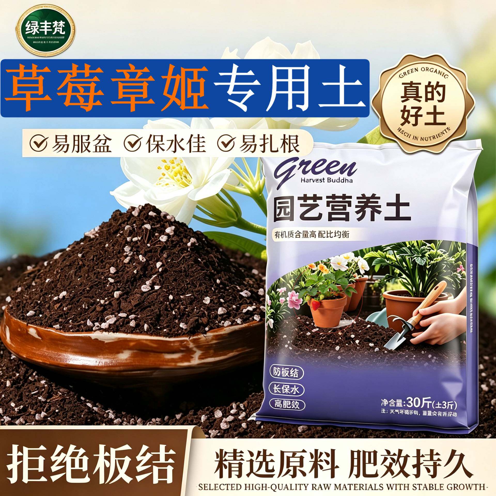 草莓章姬专用轻质土疏松透气园艺加深生根粉优质壮根球根盆景盆栽