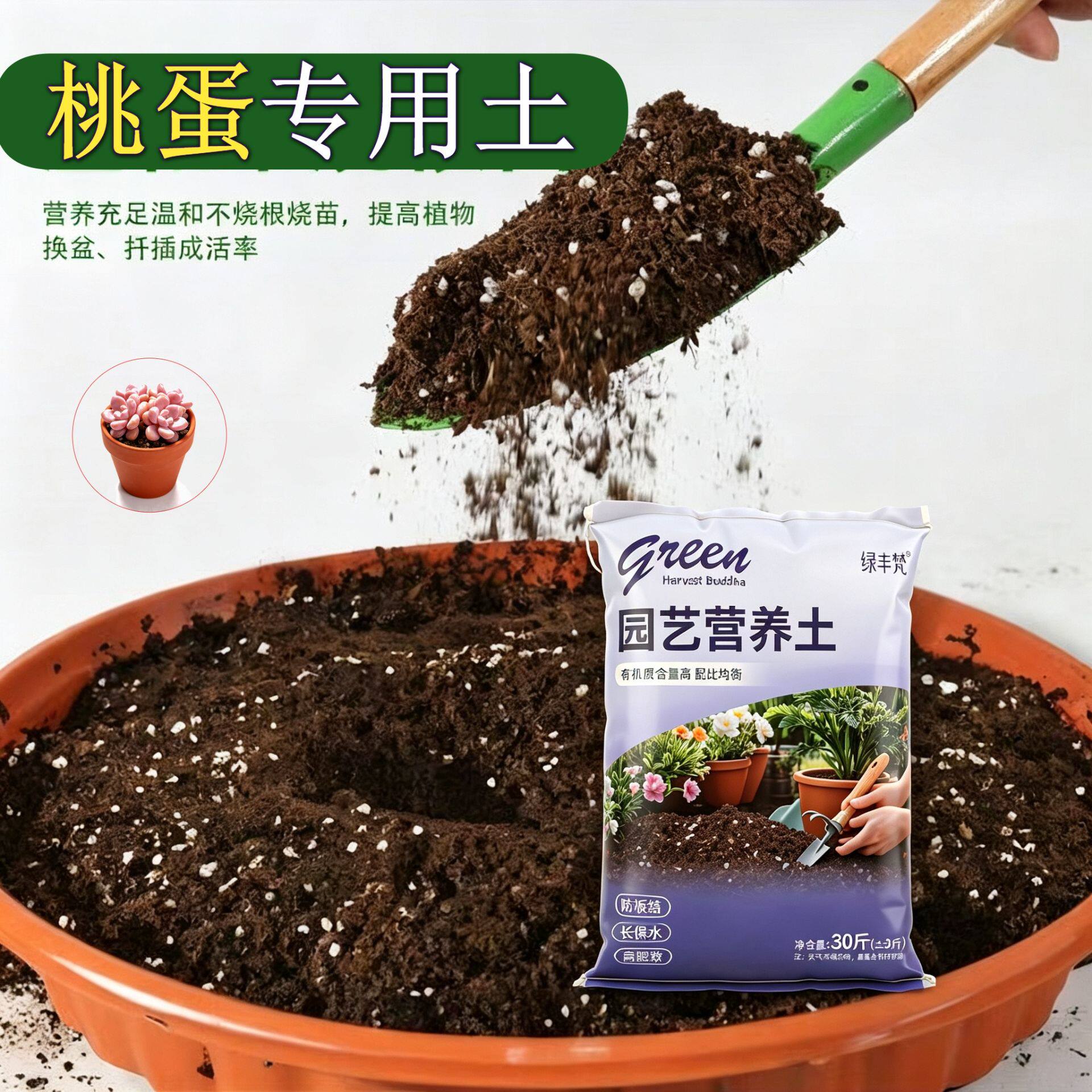 桃蛋专用盆景土不板结花园加深生根粉精选促生长观叶大包营养土