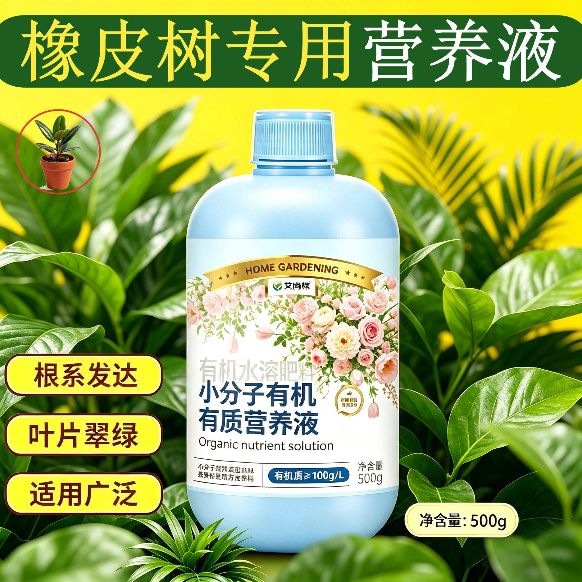 橡皮树适用小分子营养液小分子有机质水溶肥浓缩高效盆栽园艺家用