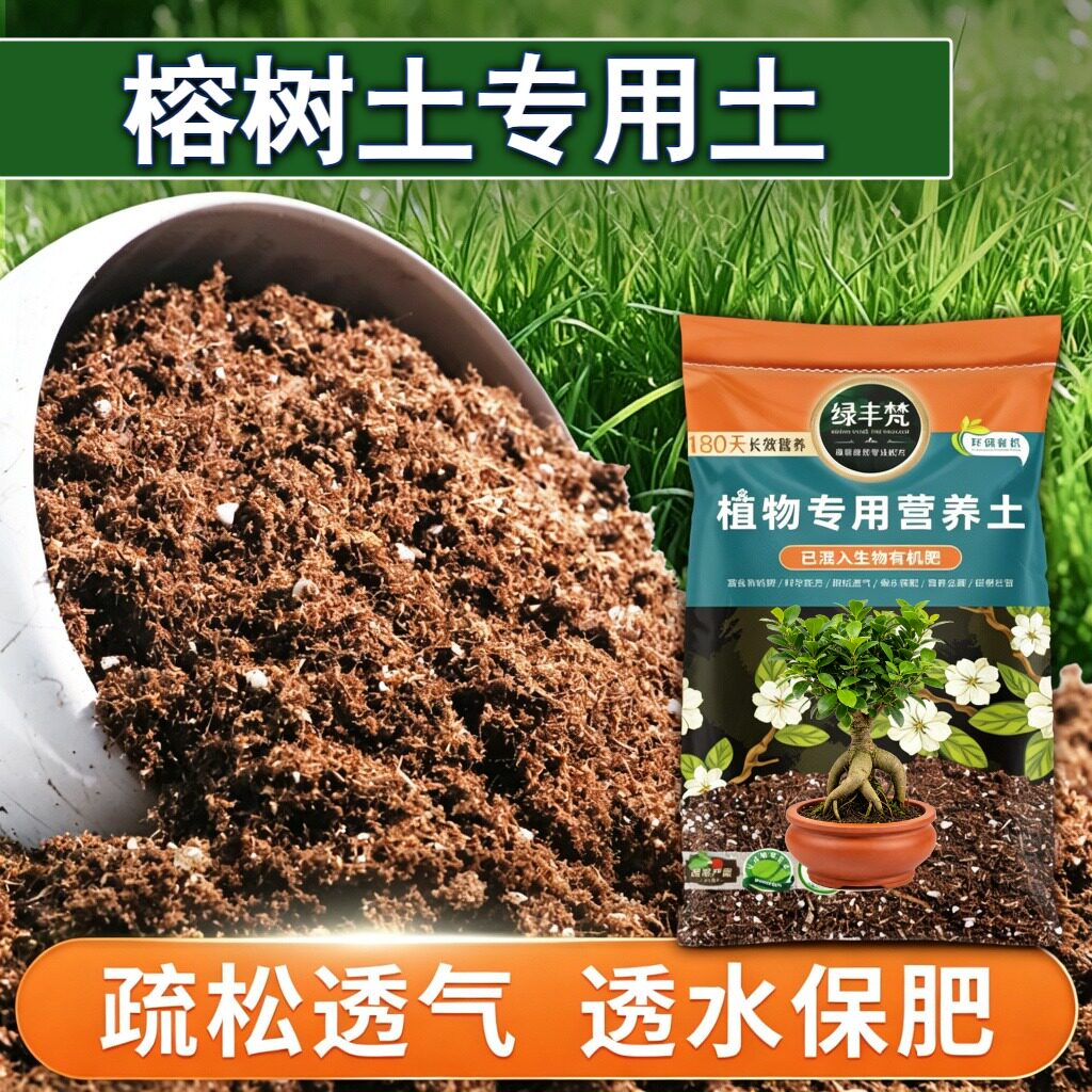 榕树土专用花泥透气性佳盆栽土轻量基质提升排水无草籽喜酸