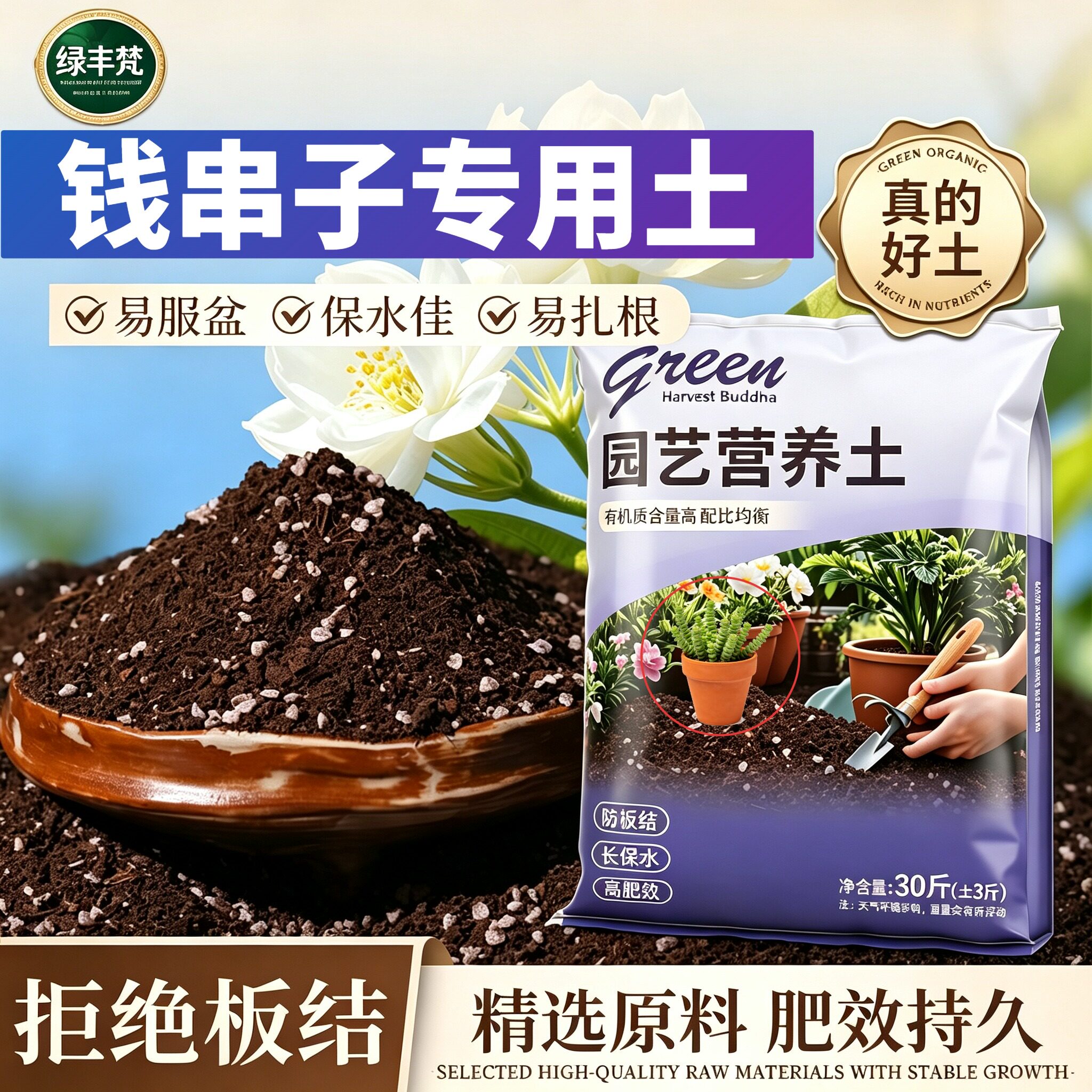 钱串子专用有机土保水保肥不闷根家庭园艺包邮进口防徒长球根有机