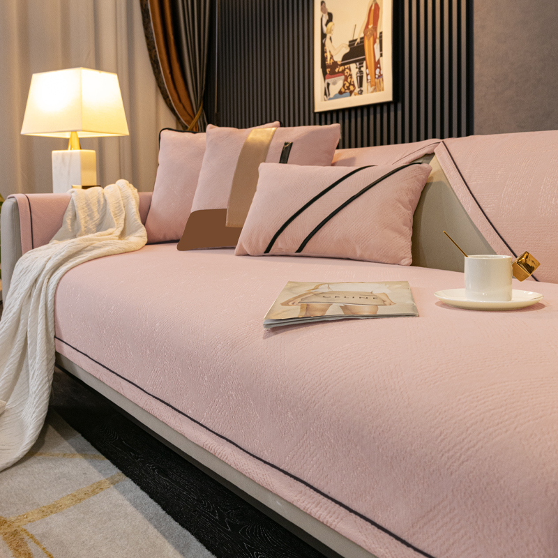 唯蒂妮粉色雪尼尔提花防滑座垫子