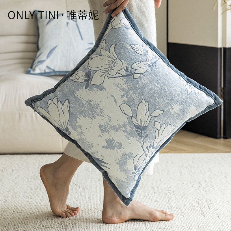 新中式沙发抱枕套蓝色ins风现代简约百搭靠枕垫样板间床头靠背枕