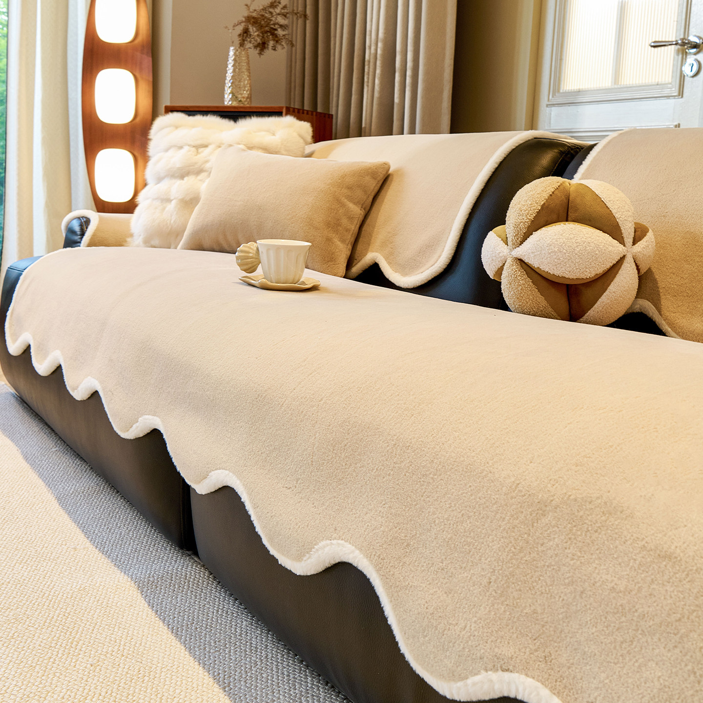 2025新款平貂绒加厚毛绒沙发垫冬真皮沙发固定防滑一片式坐垫盖布,居家布艺,沙发垫,淘宝优惠券,粉丝福利购,淘宝优惠卷