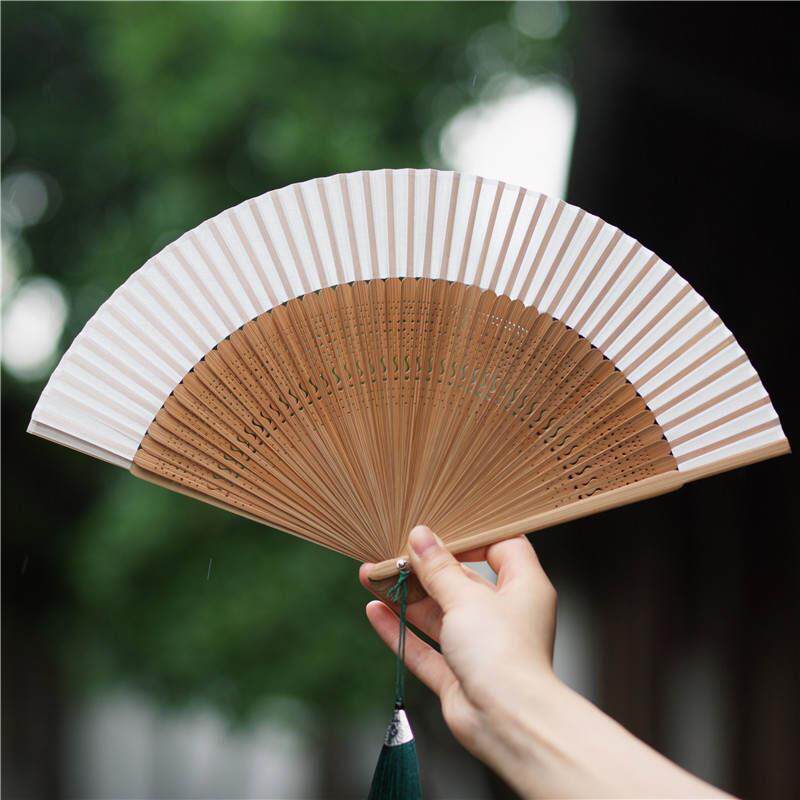 7寸日式和风折扇纯色真丝竹扇礼品扇男女夏季扇子 夏季折叠扇