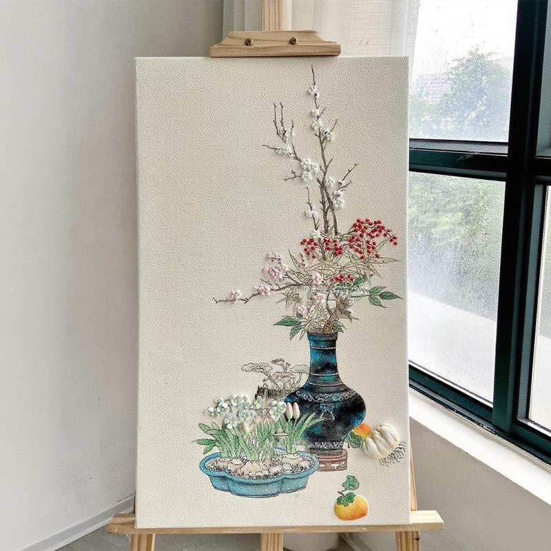 新中式客厅装饰画花卉宋代美学高级入户玄关书房茶室餐厅民宿壁画图片