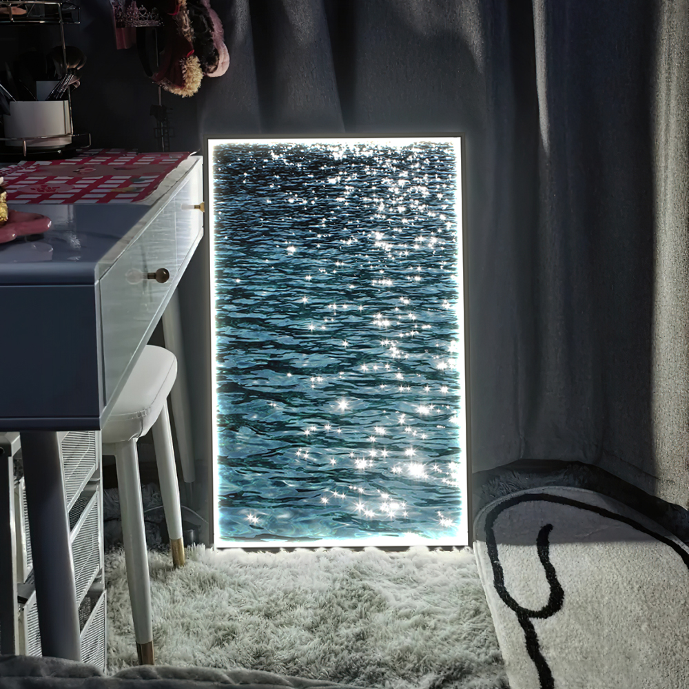 闪闪发光的装饰画海景卧室挂画客厅Led氛围光画斯堪的纳维亚夜光