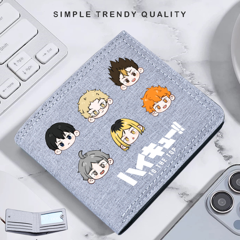 排球少年钱包男短款帆布竖拉链青年三折多功能票夹多卡位卡包夹子