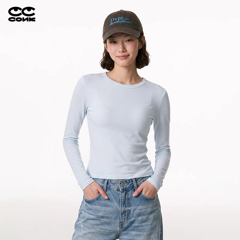 CONKLAB条纹修身长袖T恤女