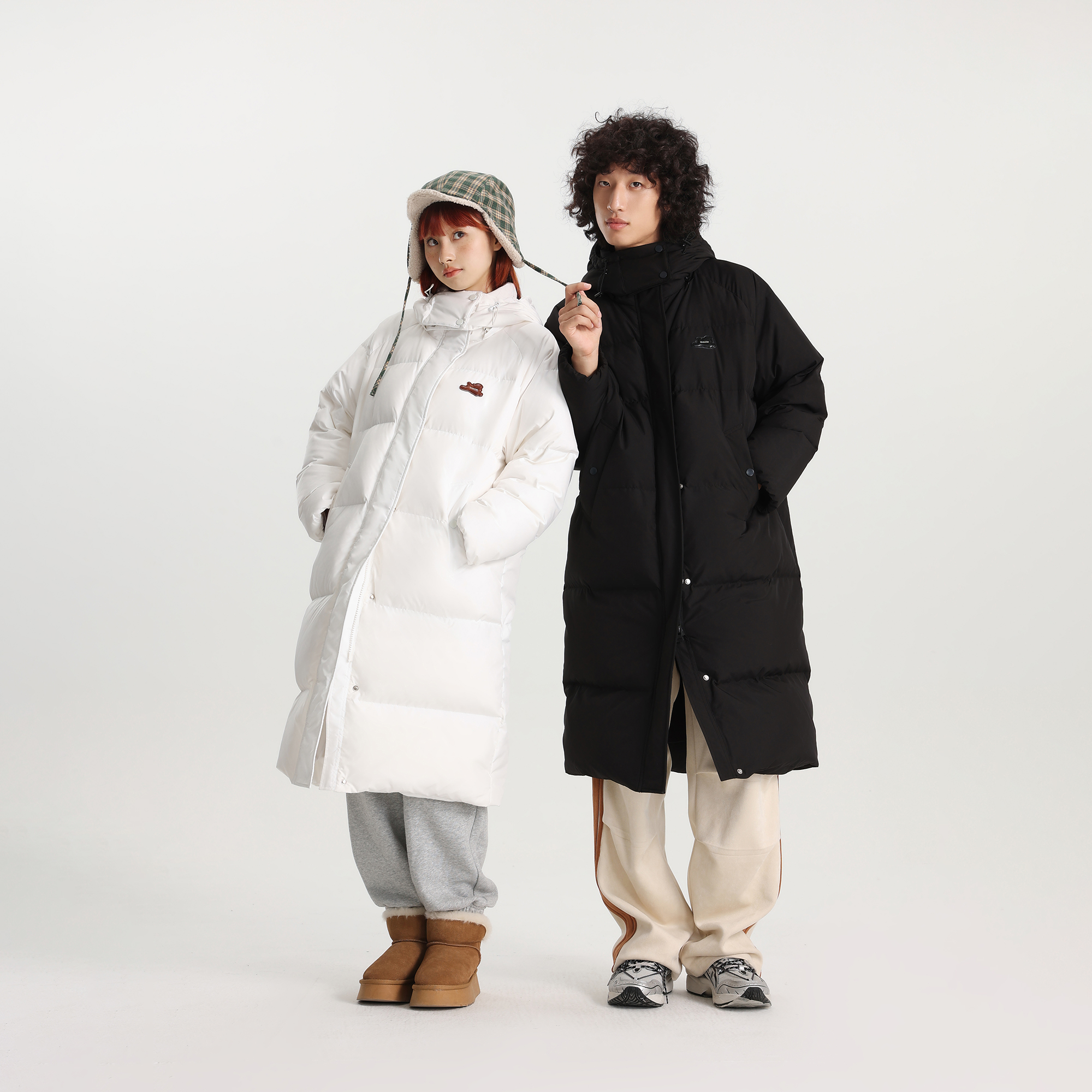 CONKLAB休闲带帽长款羽绒服