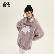 CONKLAB仿毛趴趴兔连帽针织衫外套女宽松休闲情侣毛衣慵懒高级感