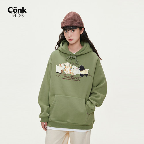 可可羊印花连帽卫衣CONKLAB帽衫