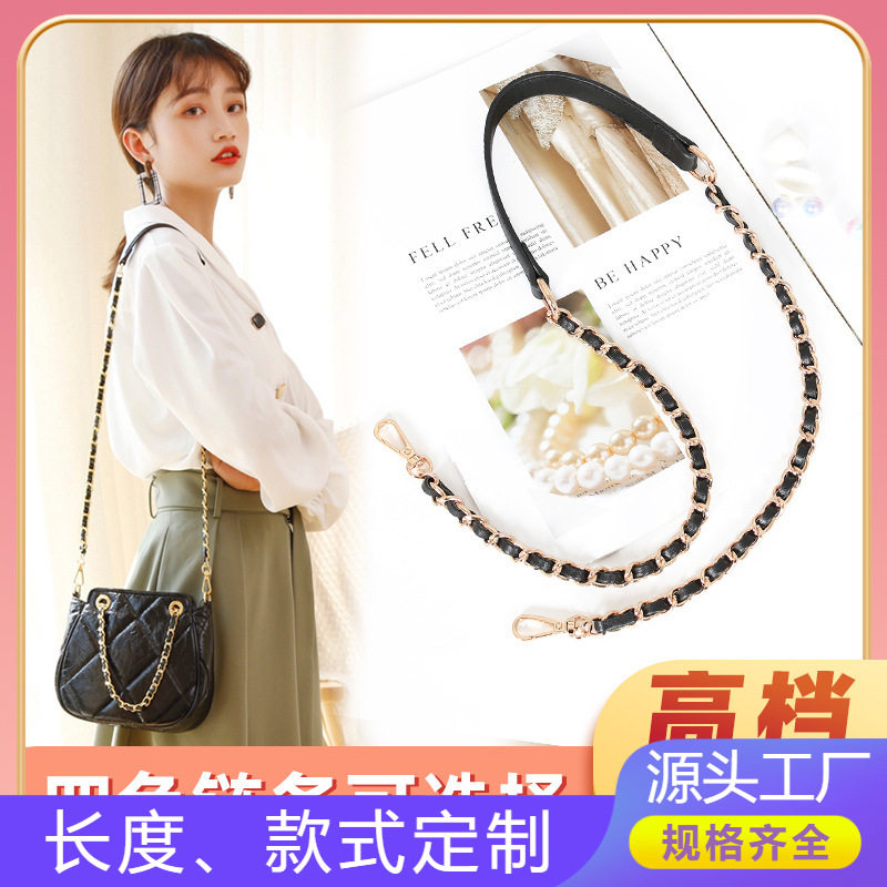 小香风减压黑色带皮链斜挎包带女