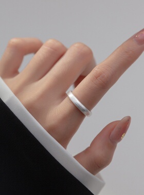 srrmhyn简约拉丝光圈戒指女ins冷淡风百搭气质S925银开口指环小众