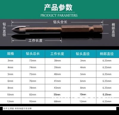 穿墙钻头麻花水泥墙壁钻头木工转头打眼工具水泥钻打孔器钻头工具
