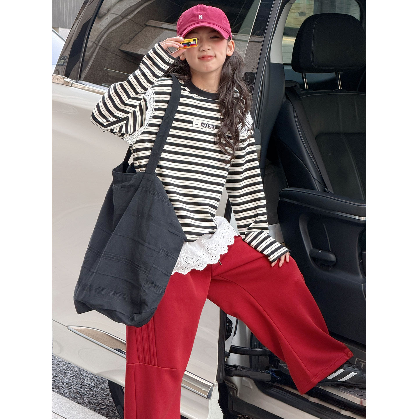 PAUL童装 蕾丝边条纹女童长袖T恤春装新款2026儿童春秋上衣打底衫,童装/婴儿装/亲子装,T恤,淘宝优惠券,粉丝福利购,淘宝优惠卷