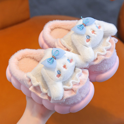 女童棉拖鞋公主秋冬季加绒保暖