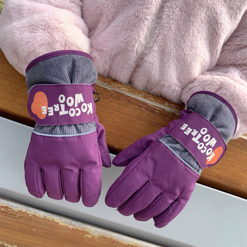 KK树儿童滑雪手套男女童防水防寒冬季专用五指保暖防滑防风手套