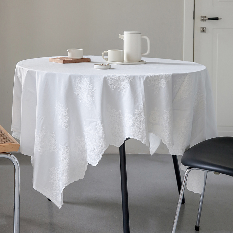 莫语ins风纯棉蕾丝可擦洗桌布