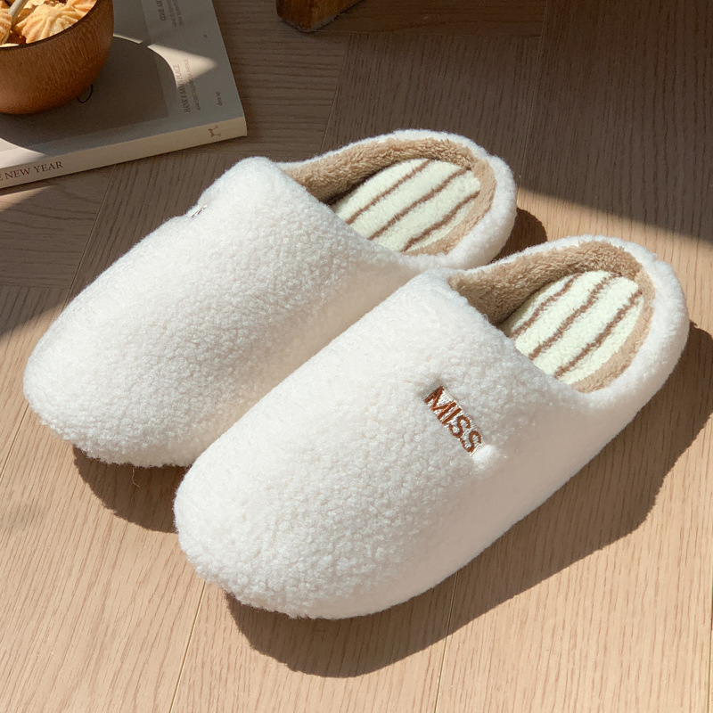 秋冬季棉拖鞋女大码静音无声软底