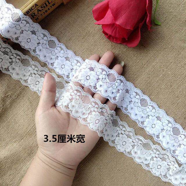 白色宽窄3.5厘米不勾丝弹力蕾丝花边辅料裙子下摆娃娃衣服装饰