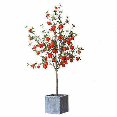 石榴树仿真果实假绿植假树中式室内客厅落地桌面过年盆栽造景装.