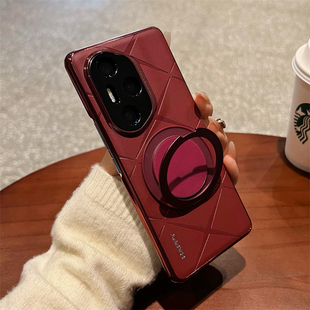 360度旋转支架适用荣耀300手机壳素皮新款荣耀300ultra全包镜头荣耀400新年红色honor保护壳男女磁吸超薄外壳
