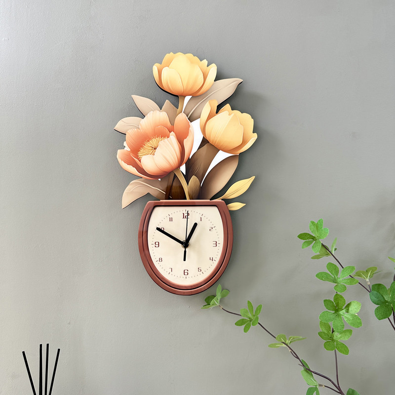 2023新款家用艺术创意装饰挂钟拯救白墙简约钟表免打孔静音时钟饰