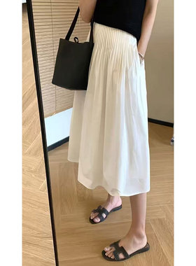 夏央2026夏新款小众设计感高腰显瘦松紧腰半身裙大摆长裙女#2228