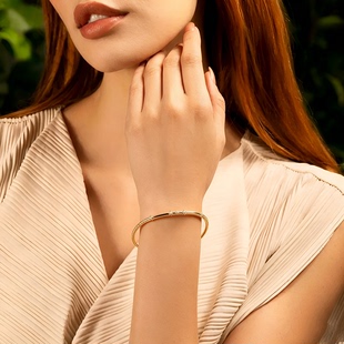 Gold Plated Slim Open Bangle 光面镀金开口细手镯 女士手环