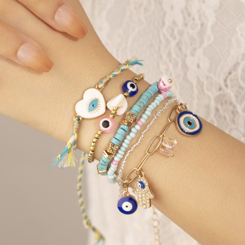 Boho Evil Eye Stackable Bracelet Set
