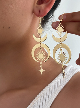 SunMoonDangleDropEarrings