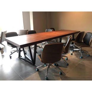 创意实木电脑办公桌个性 书桌设计工作台网红会议桌长桌休闲洽谈桌