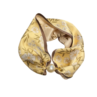 洋气锁骨链大珍珠磁吸扣真丝丝巾