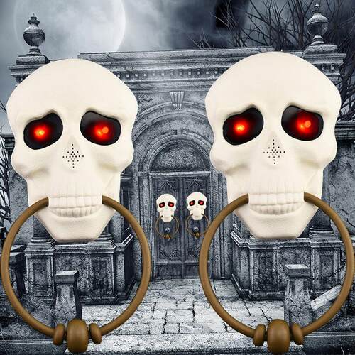 Halloween doorbell emits light and sounds terrifying props