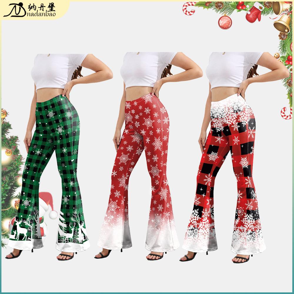 Christmas women's pants women's Christmas snowflake pants