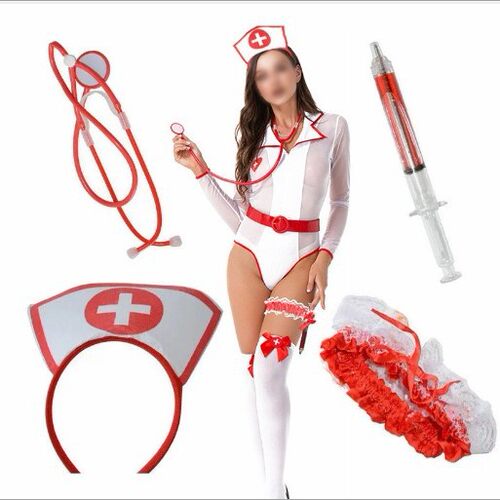 Halloween Nurse‑uniform Syringe‑stethoscope Kit 护士道具套