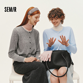 森马针织开衫 气质 刺绣含羊毛毛衫 女短款 假两件圆领显瘦2025冬新款