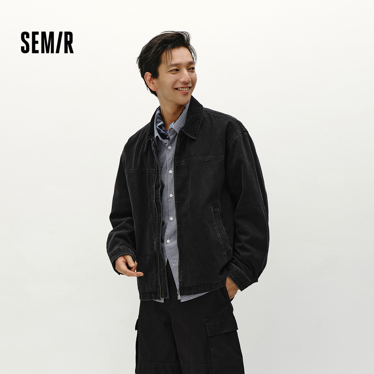 森马夹克男冬宽松痞帅美式复古水洗牛仔外套时尚百搭棉服拉链开衫,男装,夹克,淘宝优惠券,粉丝福利购,淘宝优惠卷