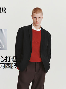 森马易打理休闲弹力微皱款西装男