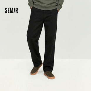 休闲通勤纯色斜纹肌理显腿直裤 森马休闲裤 时尚 宽松直筒长裤 男春季