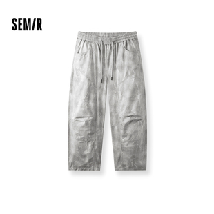 2026新款 潮流印花弯刀廓形裤 时尚 个性 森马休闲裤 做旧脏脏裤 男夏季