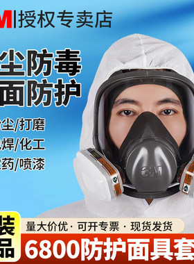 3M6800防毒面具全面呼吸面罩喷漆专用打磨粉尘防化工气体全脸防护