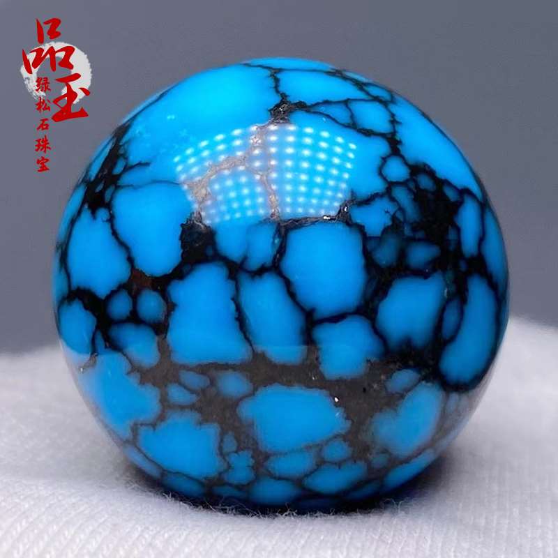 湖北高瓷蓝绿松石乌兰花网花圆珠散珠单颗老型珠手链手串配珠配饰