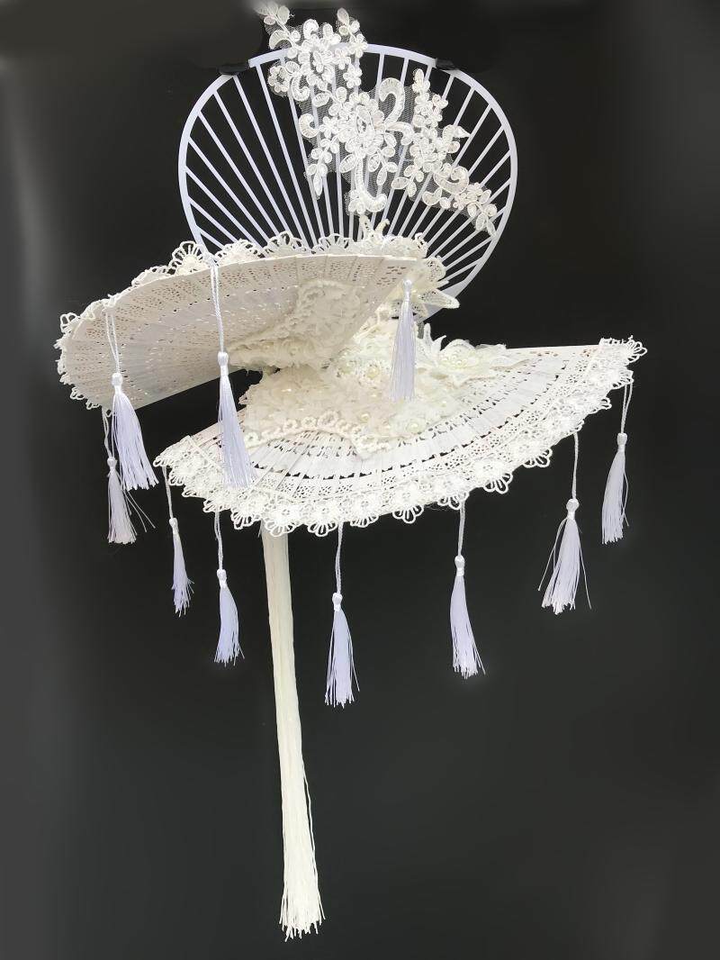 中国风扇形夸张流苏新娘头饰彩妆创意造型走秀影楼拍摄摄影头饰