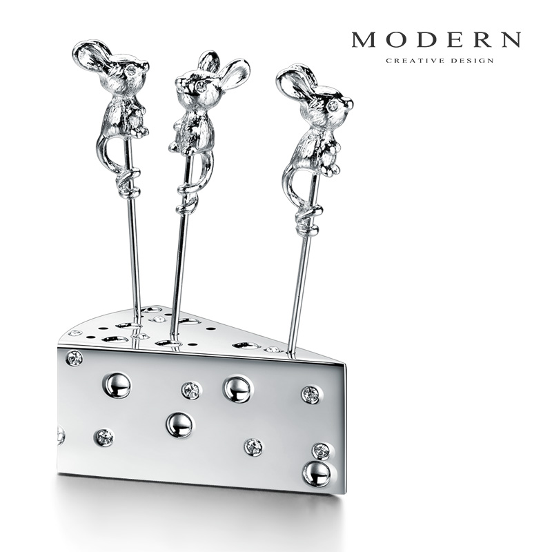 摩登MODERN北欧创意高档家用金属ins风轻奢可爱水果叉子装饰摆件