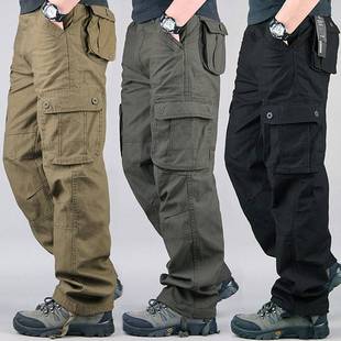 Men Pants Cotton Overalls Work Tactical Outdoor Cargo